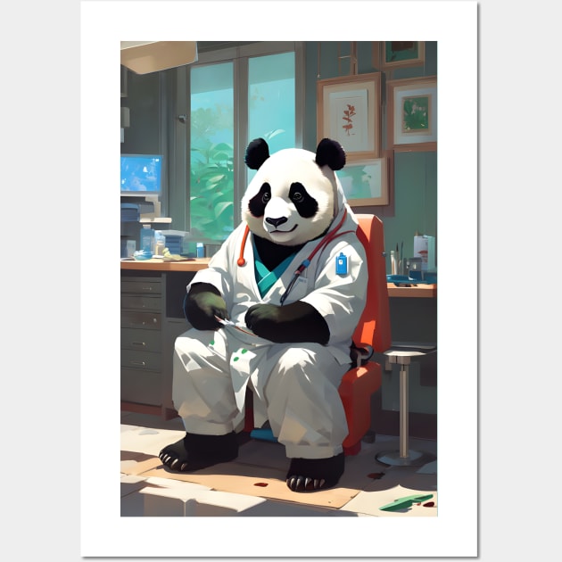 Cute doctor panda Wall Art by Spaceboyishere